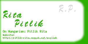 rita pitlik business card